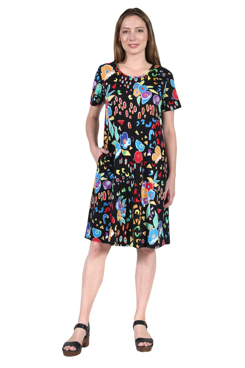 La Cera Abstract Floral Print Cotton Dress – La Cera™