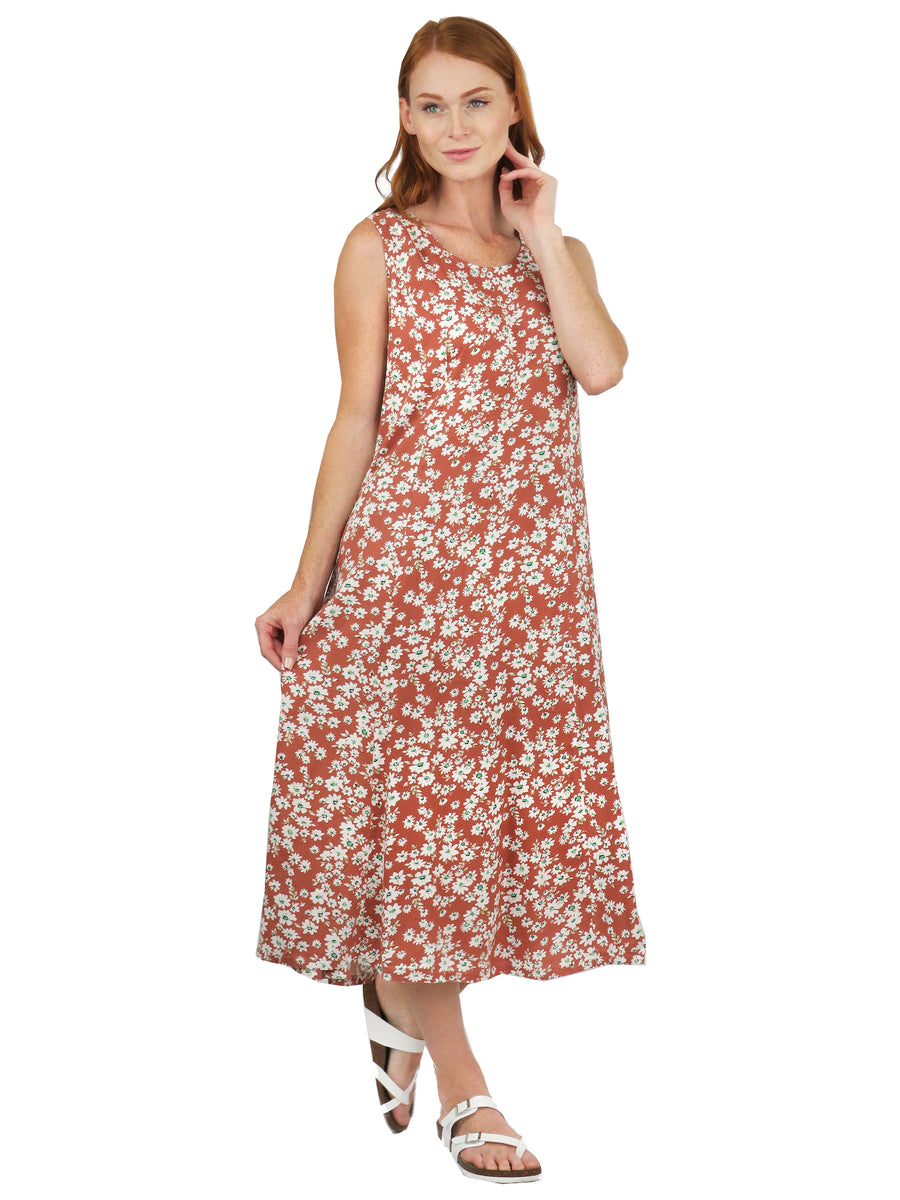 Cinnamon Floral A-line Rayon Dress – La Cera™