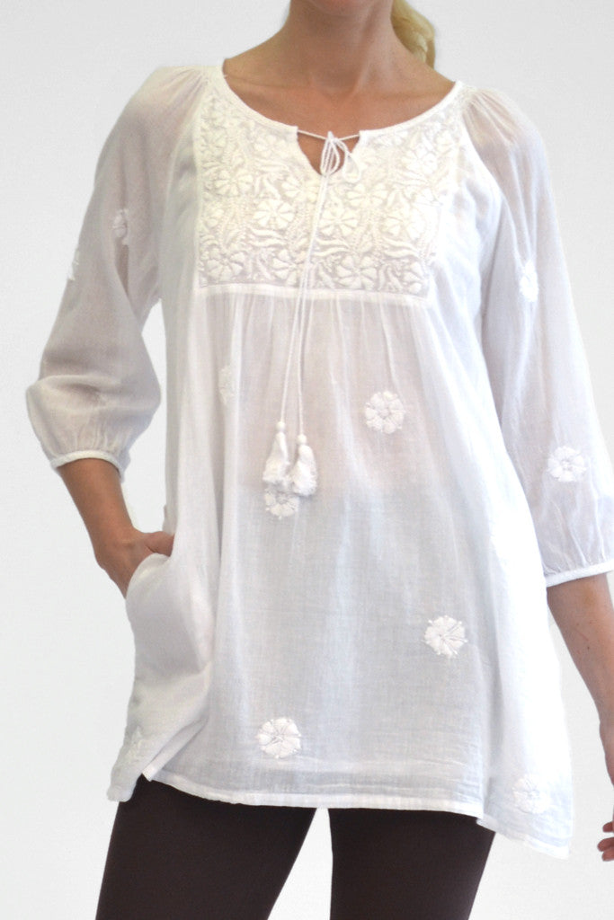 La Cera Women's Long Sleeve Embroidered Top – La Cera™