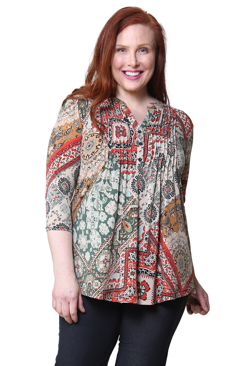 Plus Size La Cera Persian Paisley Print Tunic – La Cera™